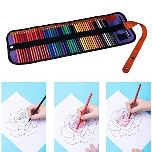 48 Pcs Premium Artist Pencil Set, Pencils Set with Canvas Wrap for Drawing Adult Coloring Books Artist Beginner Teens School Travel Birthday Gifts Art Drawing Supplies, Oil based Color Pencils