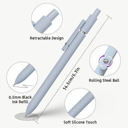Gel Pens, 5 Pcs 0.5mm Black Ink Pens Fine Point Smooth Writing Pens, High-End Series Pens for Journaling Note Taking, Cute Office School Supplies Gifts for Women Men (Morandi)