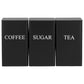 3Pcs Tea Coffee Sugar Canisters Set, Metal Coffee and Sugar Containers, Versatile Kitchen Storage Jars with Airtight Lids, Space Saving Food Canisters Set for Home Kitchen (Black)