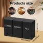 3Pcs Tea Coffee Sugar Canisters Set, Metal Coffee and Sugar Containers, Versatile Kitchen Storage Jars with Airtight Lids, Space Saving Food Canisters Set for Home Kitchen (Black)