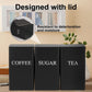 3Pcs Tea Coffee Sugar Canisters Set, Metal Coffee and Sugar Containers, Versatile Kitchen Storage Jars with Airtight Lids, Space Saving Food Canisters Set for Home Kitchen (Black)