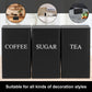 3Pcs Tea Coffee Sugar Canisters Set, Metal Coffee and Sugar Containers, Versatile Kitchen Storage Jars with Airtight Lids, Space Saving Food Canisters Set for Home Kitchen (Black)