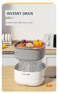 Ultrasonic Fruit Washer and Produce Cleaner Device,Self Spinning Berry Washing Bowl with 2-Tier Drain Basket Strainer,Countertop Fruit and Vegetable Washing Machine for Grapes, Strawberries