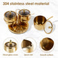 Stainless Steel Sugar Bowl Set, Rotatable 3 Flavour Seasoning Jar with Visible Glass Lid and Spoon, Condiment Pots Seasoning Box, Seasoning Dispenser, Reusable Spice Container for Kitchens