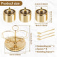 Stainless Steel Sugar Bowl Set, Rotatable 3 Flavour Seasoning Jar with Visible Glass Lid and Spoon, Condiment Pots Seasoning Box, Seasoning Dispenser, Reusable Spice Container for Kitchens