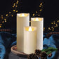 Battery Operated Candles with Timer in Waterproof Flameless Led Pillar Candles, Small, Slim Electric Fake Lights for Wedding Halloween Christmas Table Centerpieces - Yellow - Size 3Pack