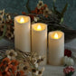 Battery Operated Candles with Timer in Waterproof Flameless Led Pillar Candles, Small, Slim Electric Fake Lights for Wedding Halloween Christmas Table Centerpieces - Yellow - Size 3Pack