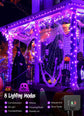 Solar String Lights Outdoor Waterproof, LED Outdoor Light | Solar Fairy Lights with 8 Lighting Modes, IP65 Waterproof Solar Christmas Halloween Lights for Outdoor Outside Tree Patio - Purple - Size 105ft 300-LED String Light