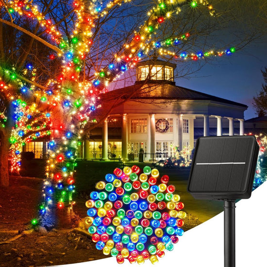 Solar String Lights Outdoor Waterproof, LED Outdoor Light | Solar Fairy Lights with 8 Lighting Modes, IP65 Waterproof Solar Christmas Halloween Lights for Outdoor Outside Tree Patio - Multi-color - Size 40ft 100-LED String Light