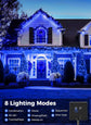 Solar String Lights Outdoor Waterproof, LED Outdoor Light | Solar Fairy Lights with 8 Lighting Modes, IP65 Waterproof Solar Christmas Halloween Lights for Outdoor Outside Tree Patio - Blue - Size 105ft 300-LED String Light