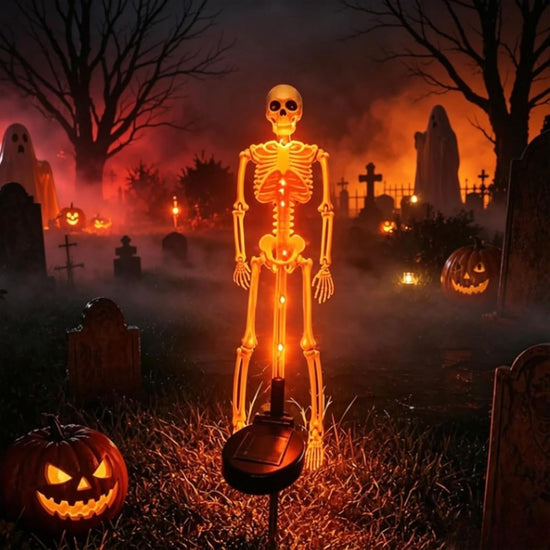 Solar Skeleton Lamp Yard Stake Halloween Decorations Garden Light, 28&