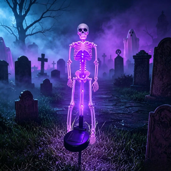 Solar Skeleton Lamp Yard Stake Halloween Decorations Garden Light, 28&