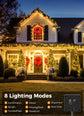Solar String Lights Outdoor Waterproof, LED Outdoor Light | Solar Fairy Lights with 8 Lighting Modes, IP65 Waterproof Solar Christmas Halloween Lights for Outdoor Outside Tree Patio - Warm White - Size 40ft 100-LED String Light