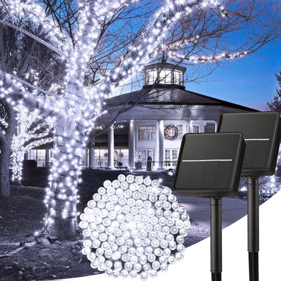 Solar String Lights Outdoor, 2 Pack LED Solar Outdoor Lights | Solar Fairy Lights with 8 Lighting Modes, Waterproof Solar Christmas Halloween  Lights for Outside Tree Garden Balcony Gazebo Party - White - Size 22ft 30-LED String Light