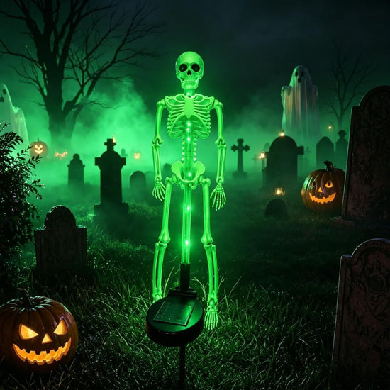 Solar Skeleton Lamp Yard Stake Halloween Decorations Garden Light, 28&