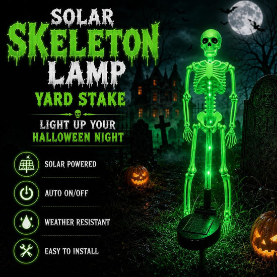 Solar Skeleton Lamp Yard Stake Halloween Decorations Garden Light, 28&