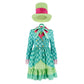 Hatter Costume Women Mad Tea Party Halloween Cosplay Dress with Bowtie Top Hat Leggings Mardi Gras Parade Outfits - Green - Size XXL