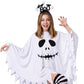 4 Pcs Halloween Ghost Costume Set for Women Adult, Scary Ghost Poncho Headband Striped Stockings Candy Bag for Halloween Cosplay Party