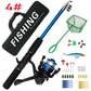 Beginner Fishing Set Fishing Tackles Including Reel Telescopic Rod Float Baits Hook Connector Landing Net & Storage Bag Rod - Green Set 2 - Size 1 Pack