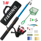 Beginner Fishing Set Fishing Tackles Including Reel Telescopic Rod Float Baits Hook Connector Landing Net & Storage Bag Rod - Green Set 4 - Size 1 Pack
