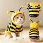 Bumblebee Cat Costume for Sphynx & Small Dogs, Fit Halloween, Yellow, Cute Bee Stripes Hoodie, Soft Warm Fleece, Holiday Cosplay Outfit, Daily Leisure Wear, Easy to Put, Safe for Leash Walking - Yellow / XXS