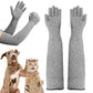 Cat Grooming Gloves Pet Handling Gloves Anti-Scratch Gloves Cat Nail Trimming - Gray - Size 15.7in