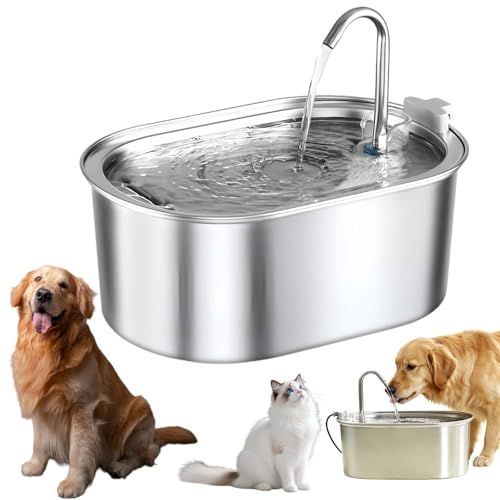 The Doggy Fountain, Quiet Floor-Standing Automatic Pet Water Fountain for Dogs & Cats, Cordless Dog Water Bowl Dispenser with Oval Faucet Round Window, Indoor Watering for Large/Small Pets