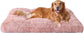 Fluffy Dog Crate Bed for Extra Large Dogs, Plush Faux Fur Pad, Calming Anti Anxiety XL Bed for Crate, Washable Soft Warm Dog Mat with Non-Slip Bottom - Pink - Size 41.3"L x 27.5"W