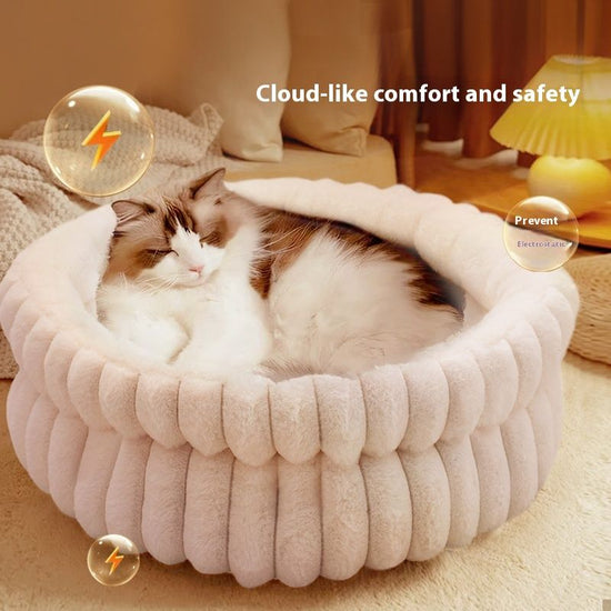 plush cat bed, cat comfort bed, anti-static cat bed, high quality cat bed, cat resting place, pet bed Australia, soft cat bed-White.