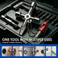2Pcs 4-Way Universal Utility Key, Multifunctional Cross Key Wrench for Electrical Cabinet, Water Meter, Gas Valve & Elevator, Heavy Duty Pagoda Key with PH2/SL6 Bit & Hex Socket