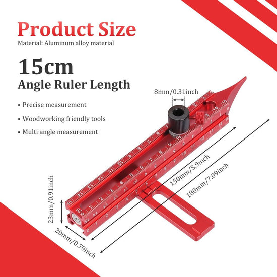 4 Sided Scribing Tool, Aluminum Alloy 4 Sided Scale Guiding Ruler, Leveling Ruler with Magnetic Base, Multi-Purpose Woodworking Marking Tool for DIY, Woodworking, Carpentry
