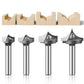 4PCS Point Cutting Round Over Bit Set With 1/4" Shank Carbide Router Bits for Woodworking Carving Cutting Diameter:1/2",5/8",3/4",7/8"