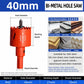 40mm Bi-Metal M42 High Speed Steel Hole Saw | with Pilot Drill Bit, Smooth Cutting Edge for PVC, Drywall, Wood, Plastic, Gypsum Board, Rubber, Thin Metal