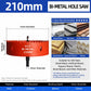 210mm Bi-Metal M42 High Speed Steel Hole Saw | with Pilot Drill Bit, Smooth Cutting Edge for PVC, Drywall, Wood, Plastic, Gypsum Board, Rubber, Thin Metal