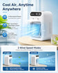 Portable Air Conditioners, Personal Cooling Fan with Humidifier, Rechargeable Mini Air Cooler for Car, Mini Air Conditioners with 2 Speeds for Home, Office, Bedroom, Camping