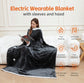 Wearable Heated Blanket Portable with Sleeves & Foot Pocket - Electric Snuggle Throw Blanket, 8 Heat Settings, 1-12H Auto Shut-Off, 50"x70"+14" Electric Blanket, for Her/Him/Family