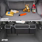Car Trunk Organizer, Hanging Backseat Storage Bag, Backseat hanging trunk organizer with 4 Pockets, waterproof collapsible cargo bag, adjustable straps, Universal accessories Black