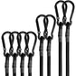 Bungee Cords with Carabiner Hooks Heavy Duty, Outdoor Black Bungee Straps, Strong Industrial Grade Elastic Bungee Rope for Securing Tarps, Luggage, Tents，Bikes, 12in + 24in + 48in，8pcs