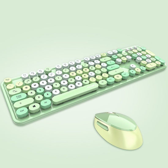 Wireless Keyboard and Mouse Cute Retro Typewriter for PC Full Size With Number Pad & Mouse,Compatible With All Windows,Ideal For Windows,1600DPI,Computer, PC, Notebook, Laptop