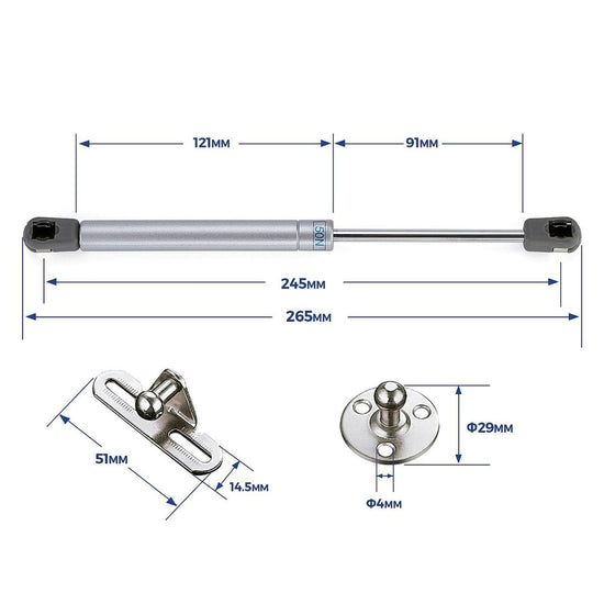 4 PCS 50N/11.2 LB Silver Cabinet Gas Struts Lid Support, 10 Inch | Soft Open Doors, Kitchen Cabinets, Gas Shock Replacement, Lift Support Hinges, Cabinet Lids, Door Lifts, Hardware Update