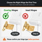 Cabinet Hinges Brushed Nickel for Kitchen Cabinets Doors (10 Pcs) -1/2" Overlay (Variable) -Self Closing Kitchen Cabinet Hinges Flush Mount w/Silicon Bumpers & Hardware Screws - Gold