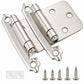 Cabinet Hinges Brushed Nickel for Kitchen Cabinets Doors (10 Pcs) -1/2" Overlay (Variable) -Self Closing Kitchen Cabinet Hinges Flush Mount w/Silicon Bumpers & Hardware Screws - Silver