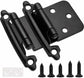 Cabinet Hinges Brushed Nickel for Kitchen Cabinets Doors (10 Pcs) -1/2" Overlay (Variable) -Self Closing Kitchen Cabinet Hinges Flush Mount w/Silicon Bumpers & Hardware Screws - Black