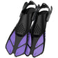 Purple Adjustable Open Heel Snorkel Fins, Travel-Size Short Swim Flippers for Snorkeling, Diving & Swimming, Adult Men & Women（L/XL）