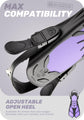 Purple Adjustable Open Heel Snorkel Fins, Travel-Size Short Swim Flippers for Snorkeling, Diving & Swimming, Adult Men & Women（L/XL）