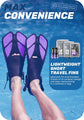 Purple Adjustable Open Heel Snorkel Fins, Travel-Size Short Swim Flippers for Snorkeling, Diving & Swimming, Adult Men & Women（S/M）