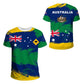 Australian Flag & Kangaroo Print Unisex O-Neck Short Sleeve T-Shirt Summer Breathable Cotton-Blend Streetwear Top（S）| Other styles Available in Store