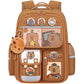Cute Capybara Backpack with Chic Case and More Pins Ita Bag Cartoon Laptop Travel Utility Funny Going Out Casual Bag(Khaki)