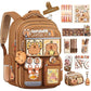 Cute Capybara Backpack with Chic Case and More Pins Ita Bag Cartoon Laptop Travel Utility Funny Going Out Casual Bag(Khaki)