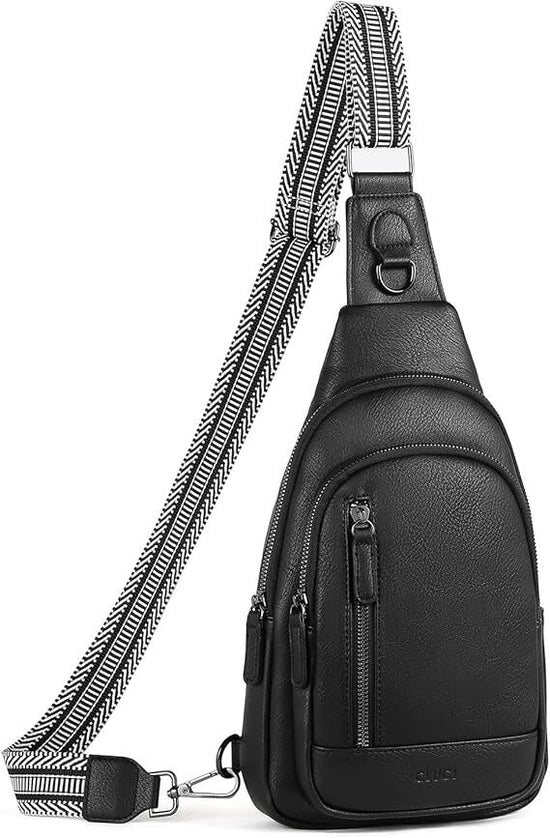 Black Faux Leather Sling Bag: Unisex, Spacious, Reversible Crossbody for Aussies
